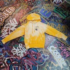 Golden Fox Ramen Tokyo Japan in-house yellow reverse tie-dye hoodie: size small
